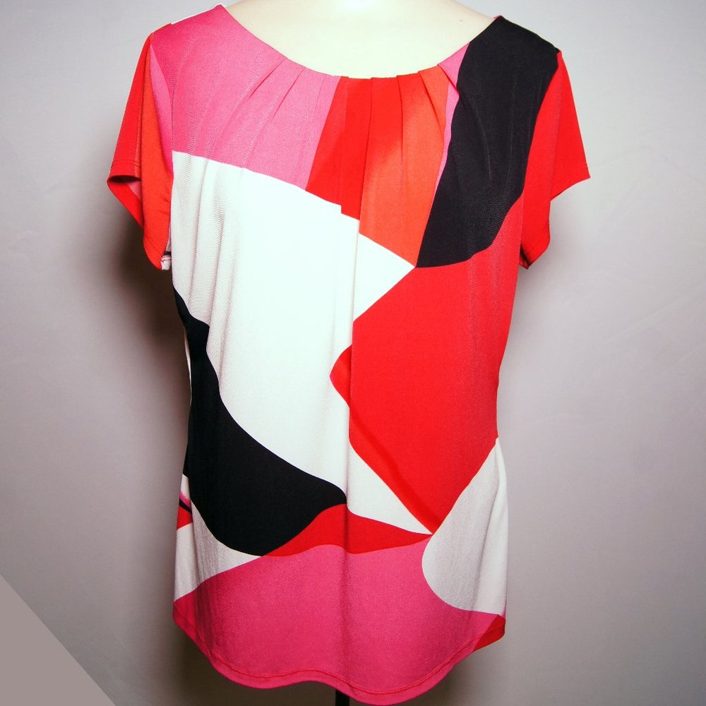 Worthington Womens Crew Neck Short-sleeved blouse, Petite Large